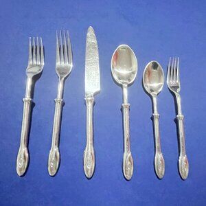 MARY JUREK ATLANTIS  34pc Set of Designer VERY RARE Sculpted Stainless Flatware.